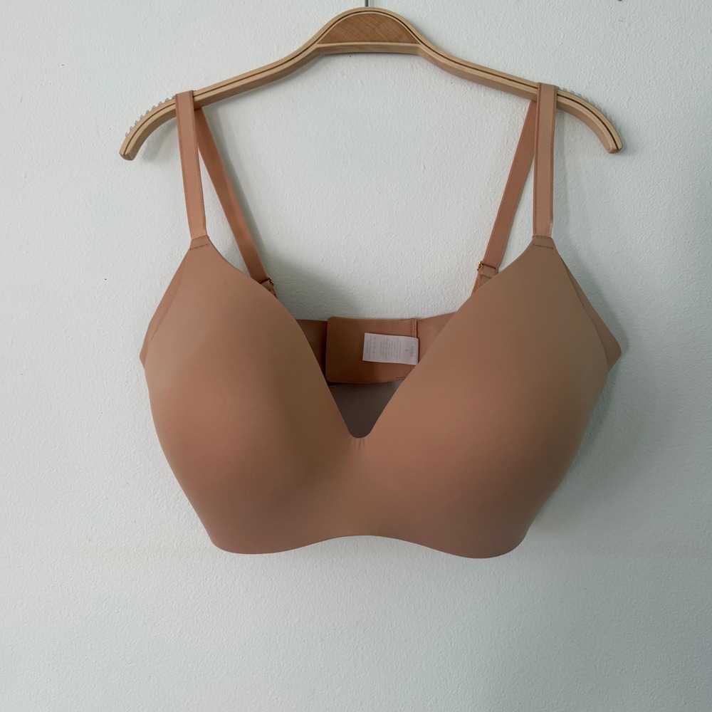Knix WingWoman Wireless Bra Tan Nude Seamless Side Coverage Size 8